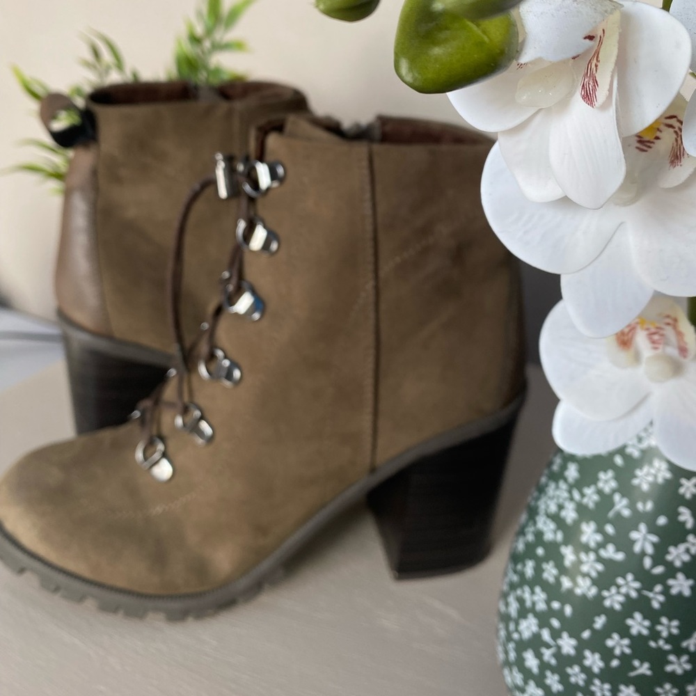 Qupid Heeled Ankle Combat Boots